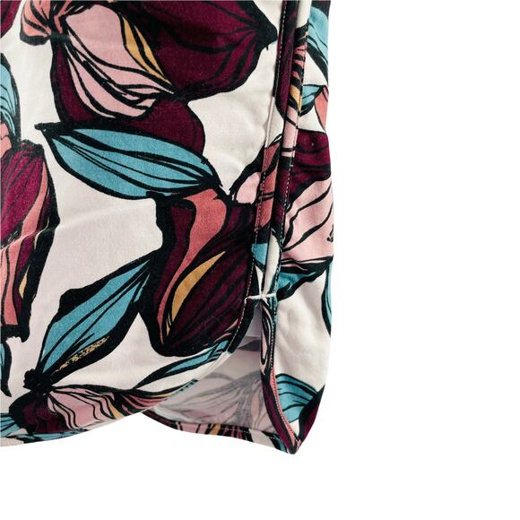 ANN TAYLOR LOFT Maroon Teal Pink Floral Bold Colorful Bright Mini Skirt 8 - Picture 2 of 11